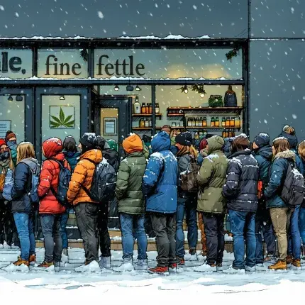 Norwalk's First Recreational Cannabis Dispensary Attracts Eager Crowds in Blustery Cold